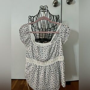 SHEIN Blue and White Floral Blouse